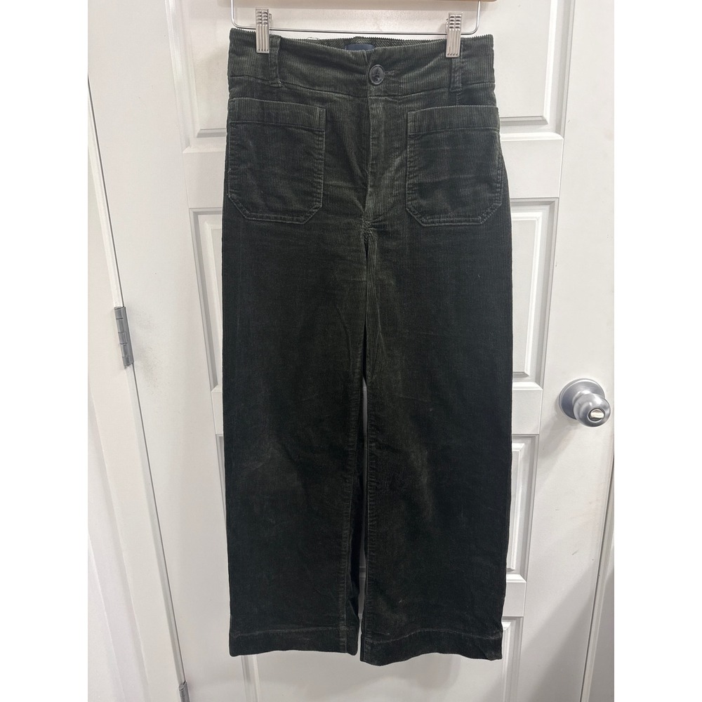 Maeve Anthropologie The Colette Corduroy Wide Leg Pants Olive Green Size 25